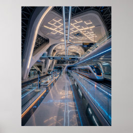 Futuristic High-Speed Train Station Poster
