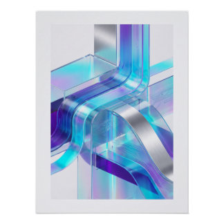 Futuristic Holographic Abstract Wall Art Poster