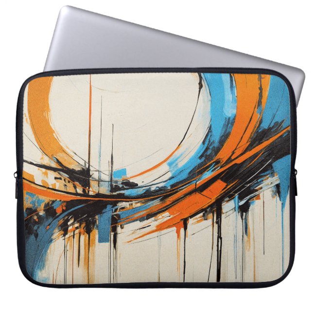 Futuristic Industrial Orange Blue Abstract Graphic Laptopschutzhülle (Vorderseite)