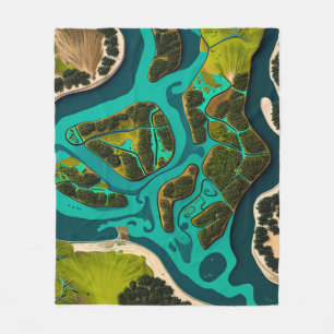 Futuristic Marshlands Fleecedecke