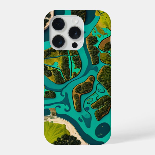 Futuristic Marshlands iPhone 15 Pro Hülle (Rückseite)