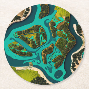 Futuristic Marshlands Runder Pappuntersetzer