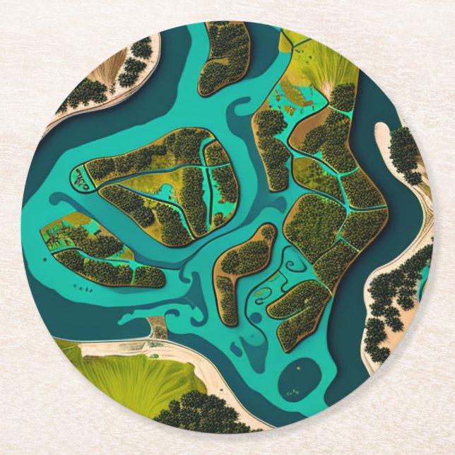 Futuristic Marshlands Runder Pappuntersetzer (Vorderseite)