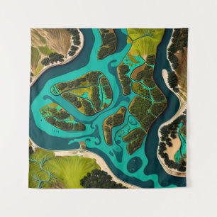 Futuristic Marshlands Wandteppich