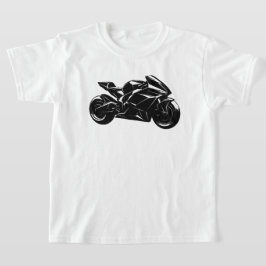 Futuristic Motorcycle Black White Vector T-Shirt