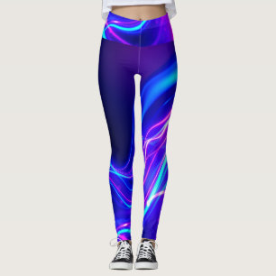 Futuristic Neon Liquid Waves - Electric Energy Flo Leggings