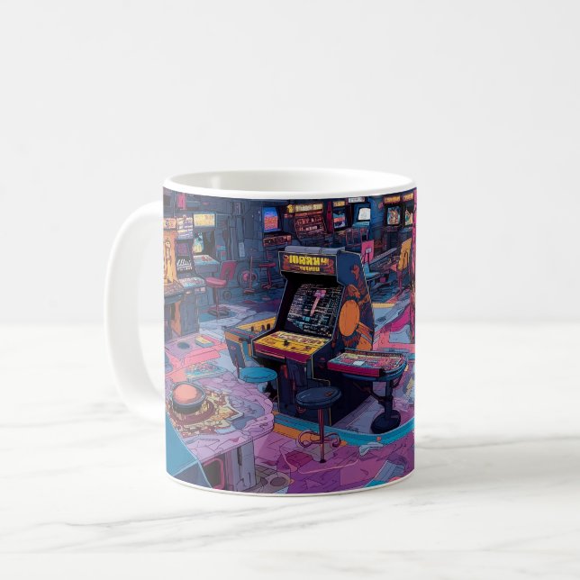 Futuristic Retro Arcade in Outer Space Kaffeetasse (Vorderseite Links)