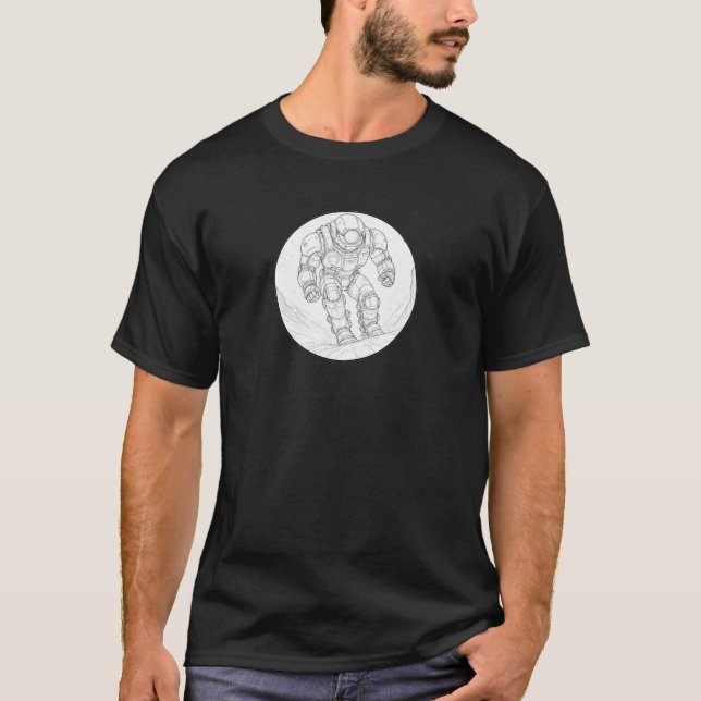 Futuristic Robot Line Art T - Shirt - Sci-Fi Mech  (Vorderseite)