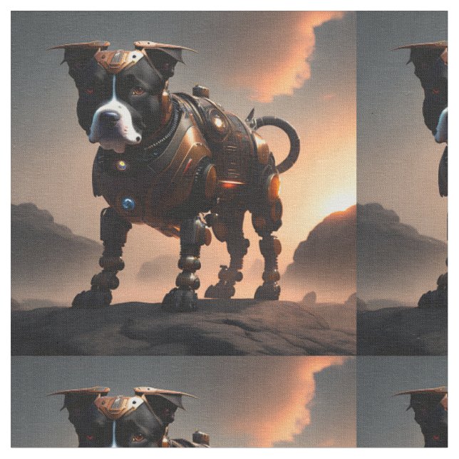 Futuristic Robot Staffordshire Terrier, Stoff (Nahaufnahme)