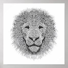 Futuristic Robotics Art: Cybernetic King Lion Head Poster