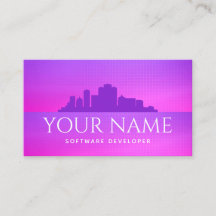 Futuristic Software Developer Retro City Landscape