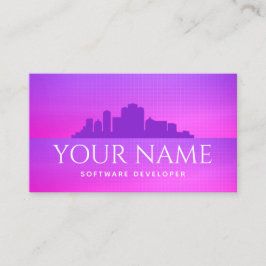 Futuristic Software Developer Retro City Landscape Visitenkarte