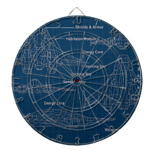 "Futuristic Spacecraft Blueprint Art" Dartscheibe