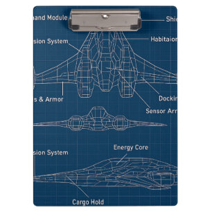"Futuristic Spacecraft Blueprint Art" Klemmbrett