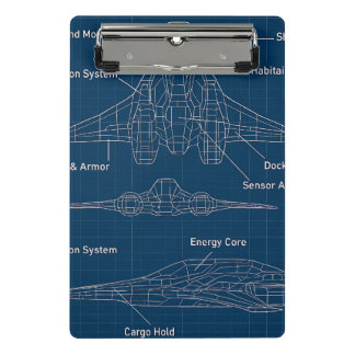 "Futuristic Spacecraft Blueprint Art" Mini Klemmbrett