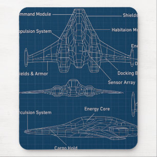 "Futuristic Spacecraft Blueprint Art" Mousepad