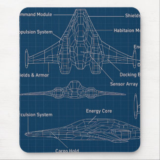 "Futuristic Spacecraft Blueprint Art" Mousepad