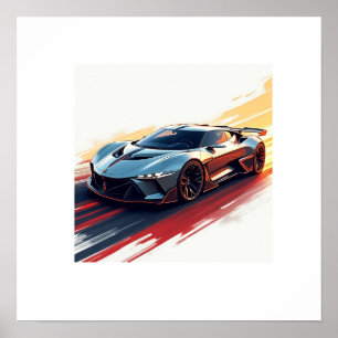 Futuristic Sports Car - Sleek AI Generated Design Poster