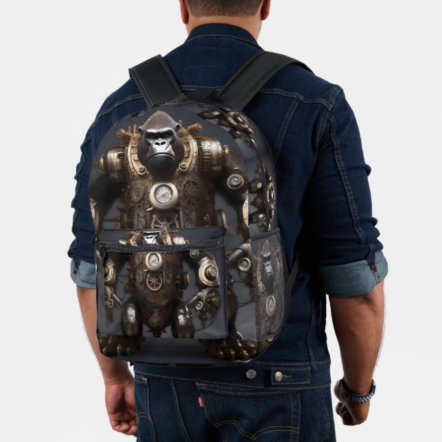 Futuristic Steampunked Gorilla, Bedruckter Rucksack (Insitu (Modell))