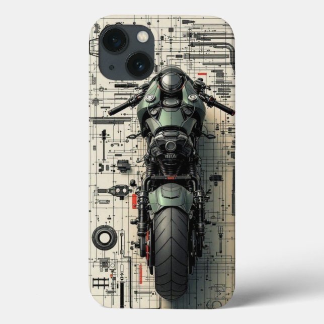Futuristic Superbike: Tech Blueprint Architectural Case-Mate iPhone Hülle (Rückseite)