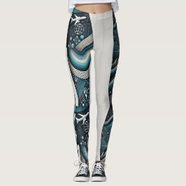 Futuristic Travel Tech Leggings - Global
