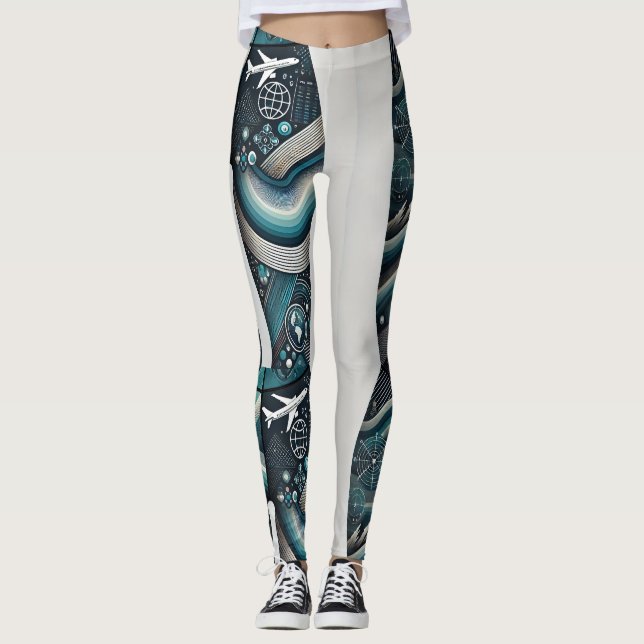 Futuristic Travel Tech Leggings - Global (Vorderseite)