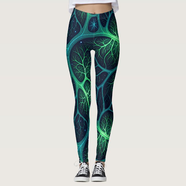 Futuristic Zombie Aesthetic Pattern – Biomechanica Leggings (Vorderseite)