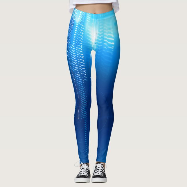 Futuristisch blaues Design auf Leggings (Vorderseite)