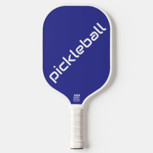 Futuristisch Cooler weißer Diagonaltext auf Deep B Pickleball Schläger