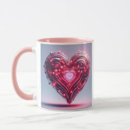 Futuristisch leuchtendes rosafarbenes Herz Tasse
