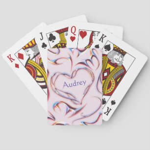 Futuristisch-metallisch rosa Niedliches Herz farbi Spielkarten