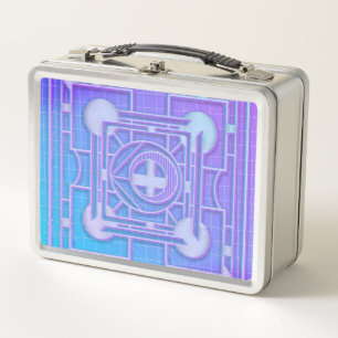 Futuristisch Neon Vaporwave Abstrakt Geometrisch Metall Brotdose