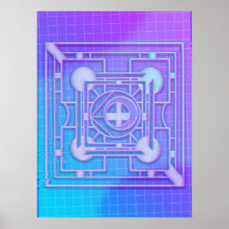 Futuristisch Neon Vaporwave Abstrakt Geometrisch Poster