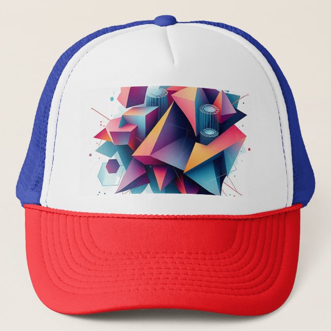 Futuristische Abstrakt geometrische Formen mit Neo Truckerkappe (Vorderseite)