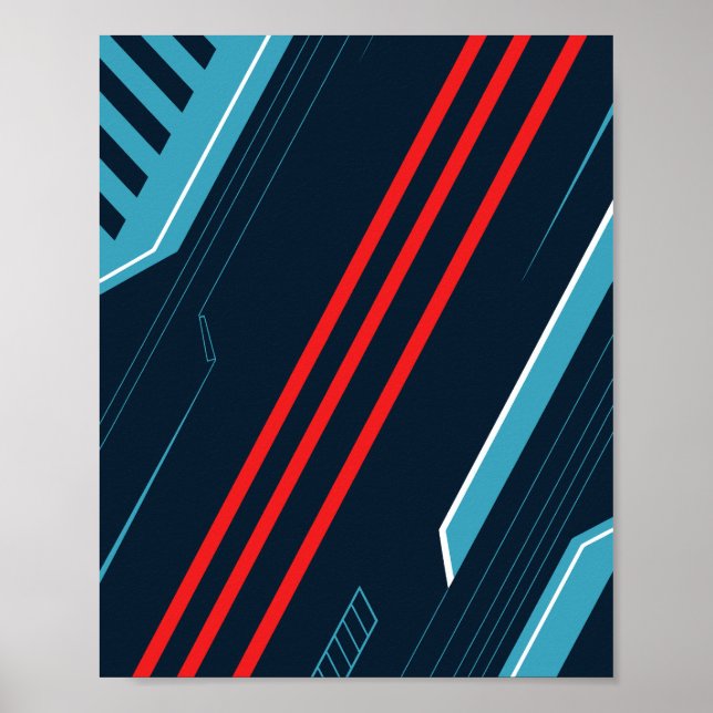 Futuristische Abstrakt Line Art Poster (Vorne)