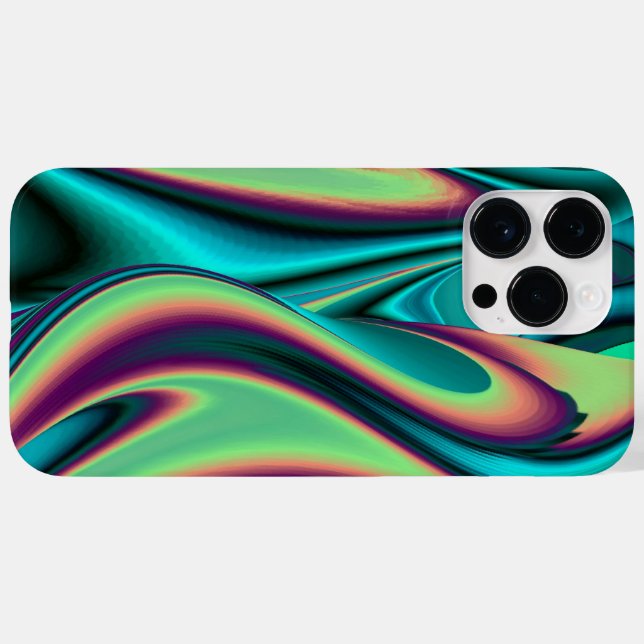 Futuristische Abstrakte 3D Metallic Rainbow Art Case-Mate iPhone 14 Pro Max Hülle (Rückseite (Horizontal))