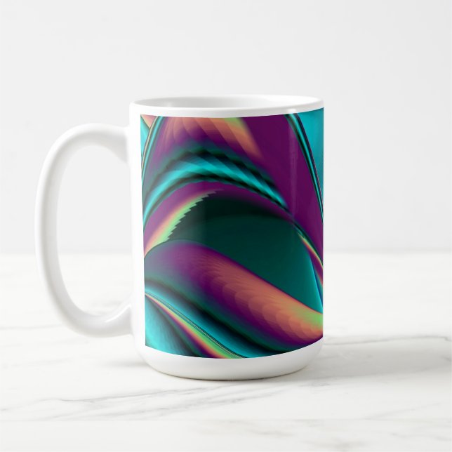 Futuristische Abstrakte 3D Metallic Rainbow Art Kaffeetasse (Links)