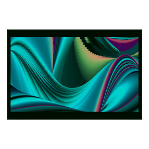 Futuristische Abstrakte 3D Metallic Rainbow Art Poster