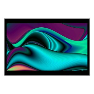 Futuristische Abstrakte 3D Metallic Rainbow Art Poster