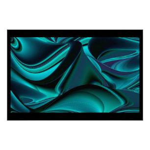 Futuristische Abstrakte 3D Metallic Rainbow Art Poster