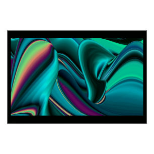 Futuristische Abstrakte 3D Metallic Rainbow Art Poster