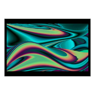 Futuristische Abstrakte 3D Metallic Rainbow Art Poster