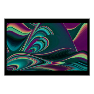 Futuristische Abstrakte 3D Metallic Rainbow Art Poster