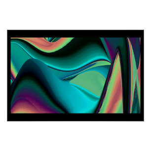 Futuristische Abstrakte 3D Metallic Rainbow Art Poster