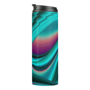 Futuristische Abstrakte 3D Metallic Rainbow Art Thermosbecher