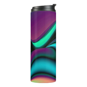 Futuristische Abstrakte 3D Metallic Rainbow Art Thermosbecher