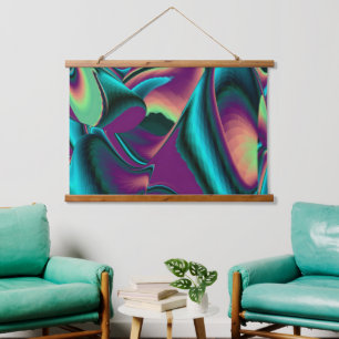 Futuristische Abstrakte 3D Metallic Rainbow Art Wandteppich Mit Holzrahmen