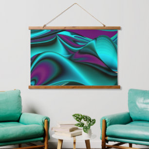 Futuristische Abstrakte 3D Metallic Rainbow Art Wandteppich Mit Holzrahmen