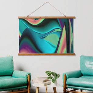 Futuristische Abstrakte 3D Metallic Rainbow Art Wandteppich Mit Holzrahmen