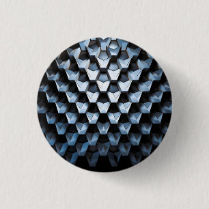 Futuristische abstrakte blaue geometrische Metallo Button